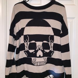 hot topic distressed skull sweater